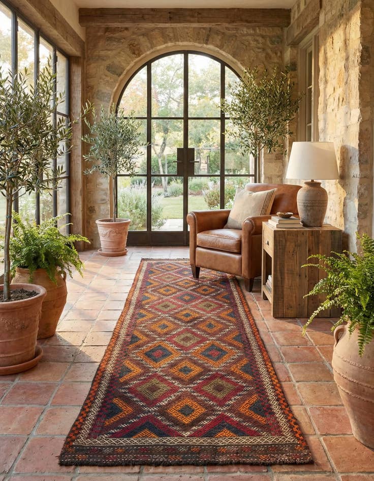 Detail image of 2' 4 x 9' 1  Hand Knotted Kilim Fars Persian Wool Runner Rug