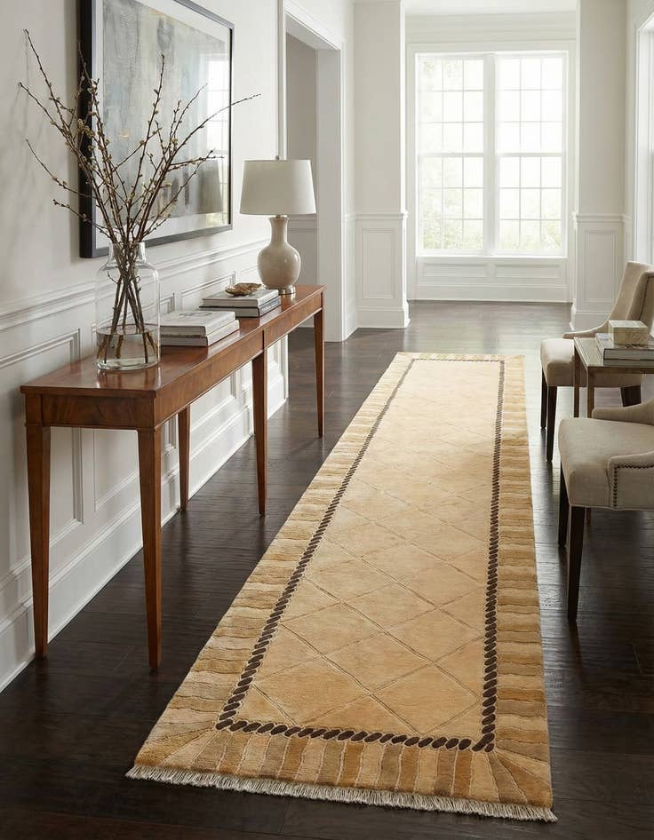 Detail image of 3' 5 x 13' 9  Hand Knotted Darya Wool Runner Rug