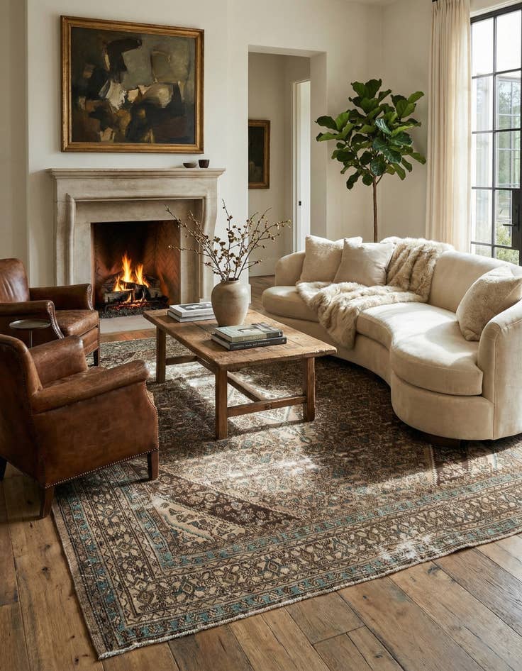 Detail image of 10' 5 x 11' 2  Hand Knotted Ultra Vintage Persian Wool Square Rug