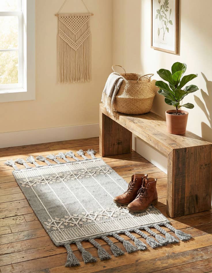Detail image of 2' x 3' 1  Washable Eco Bohemian Indoor / Outdoor Rug