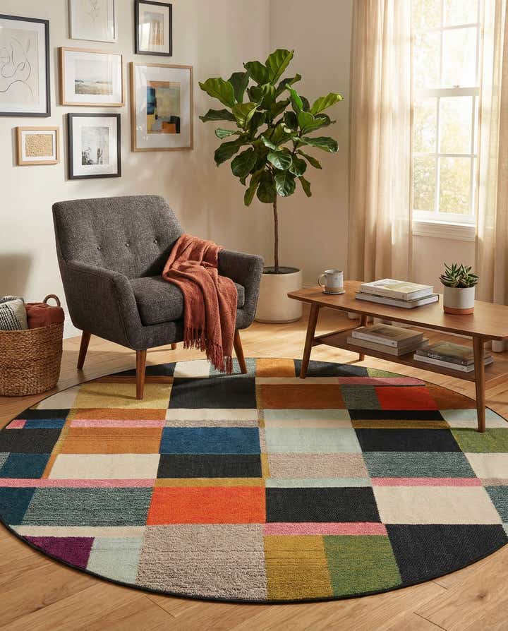 6' x 6' Easy-Clean Casablanca Indoor / Outdoor Round Rug