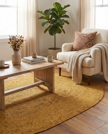  5' 1 x 8'  Hand Braided Jute Oval Rug