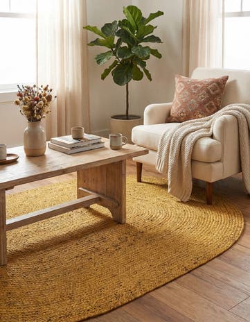 5' 1 x 8' Handmade Braided Jute Oval Rug