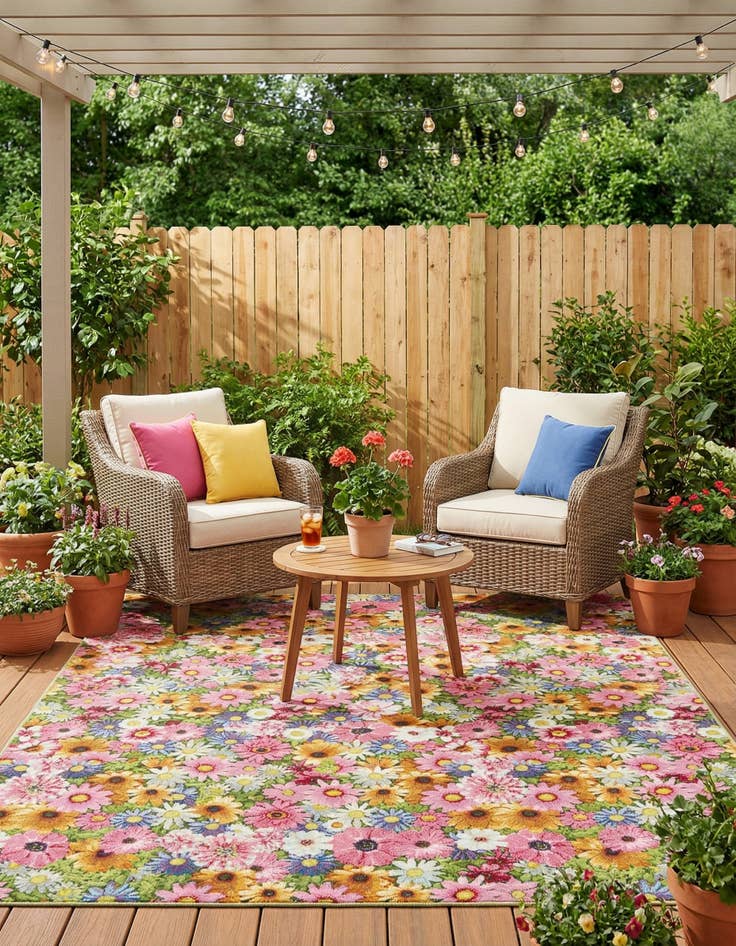 Detail image of 8' x 10'  Washable Botanical Indoor / Outdoor Rug