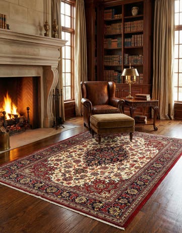 4' 8 x 6' 10 Hand Knotted Qom Persian Rug