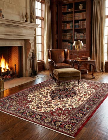 4' 8 x 6' 10 Hand Knotted Qom Persian Rug
