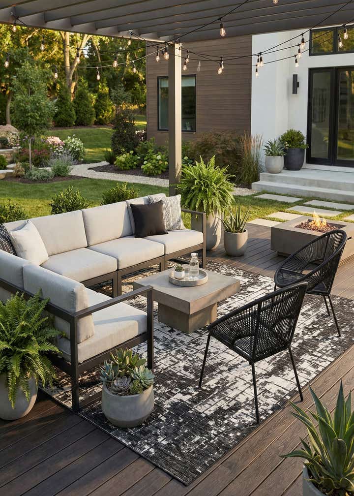 10' x 10' Easy-Clean Modern Indoor / Outdoor Square Rug