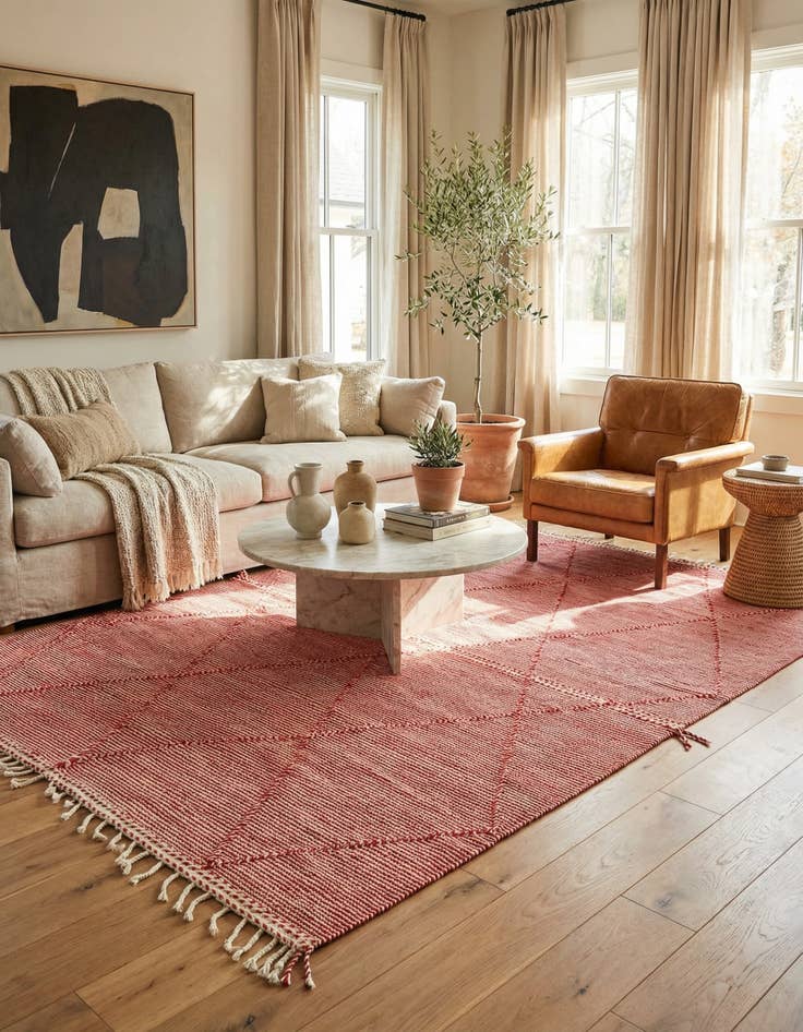 Detail image of  6' 7 x 9' 9  Hand Knotted Moroccan Wool Rug