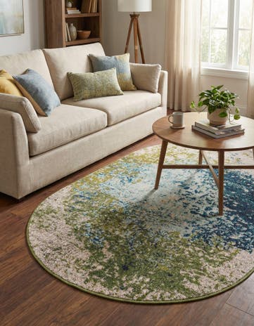 Blue Washable Hyacinth Oval Rug