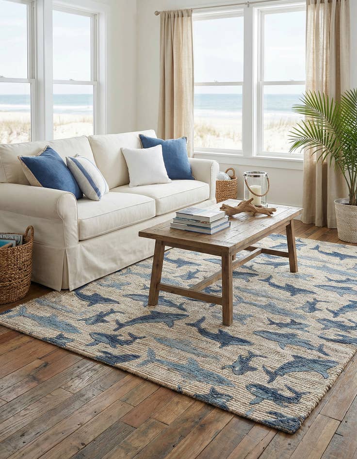 Detail image of 5' 1 x 8'  Hand Woven Chenille Jute Rug