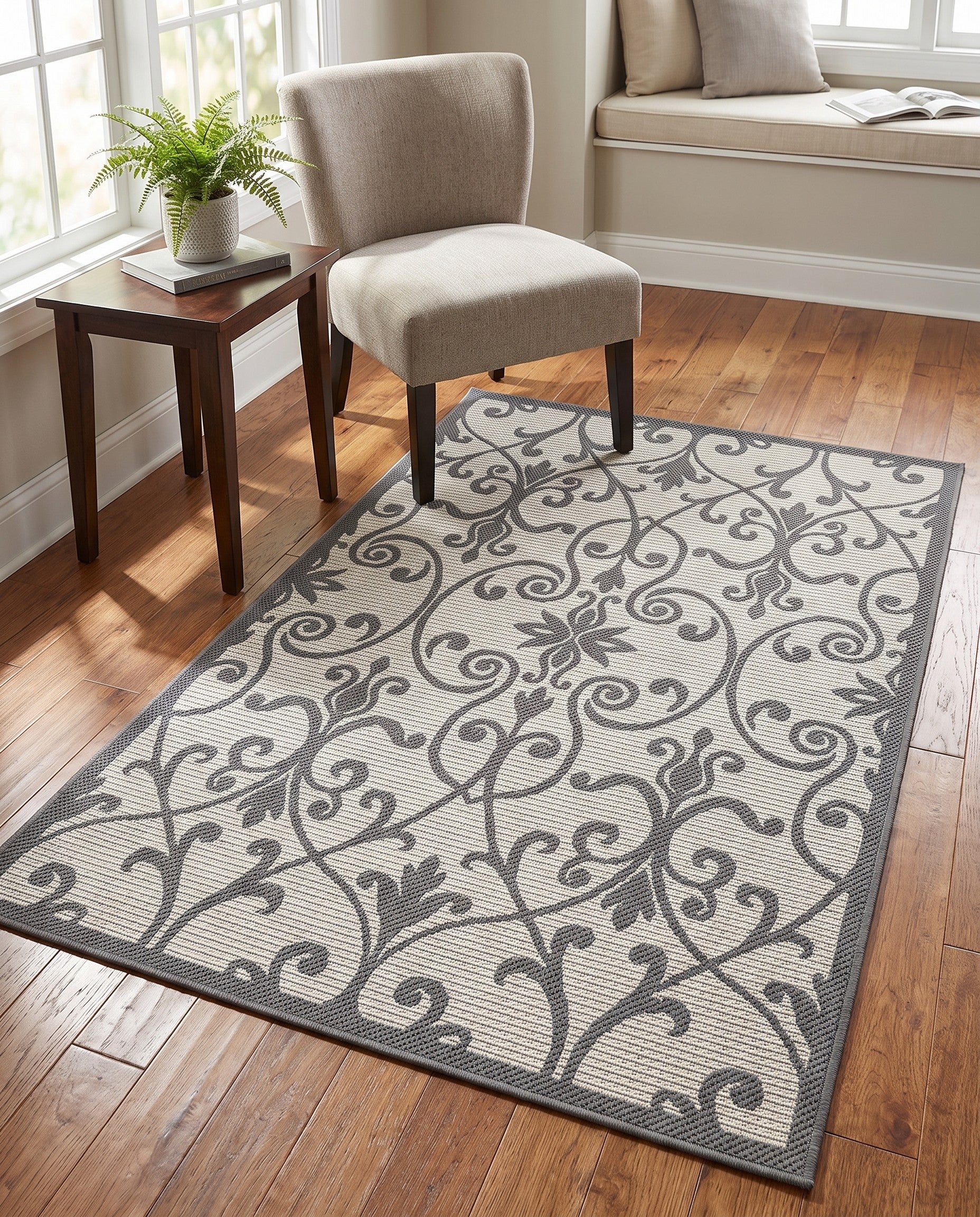 3' 3 x 5' Easy-Clean Botanical Indoor / Outdoor Rug