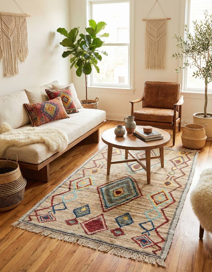 Detail image of  5' 10 x 9' 2  Hand Knotted Moroccan Wool Rug