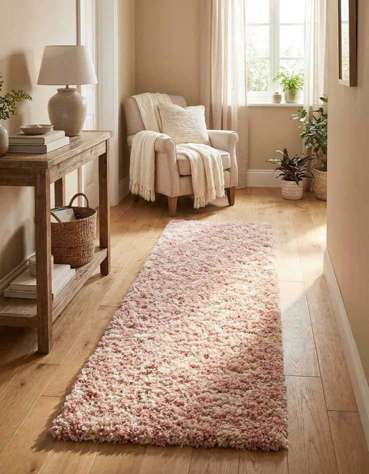 Detail image of  2' 7 x 10' Lattice Shag Runner Rug