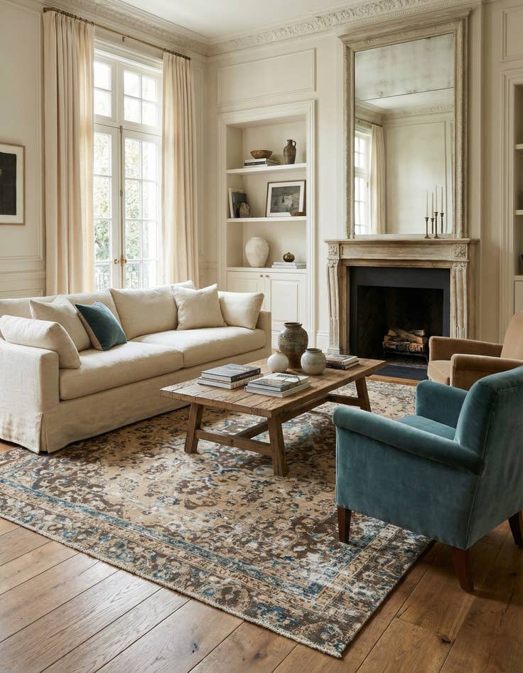 Detail image of  7' x 8' 8  Hand Knotted Ultra Vintage Persian Wool Rug