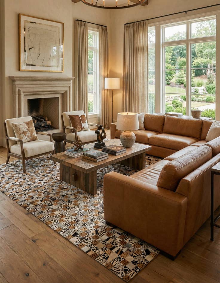 Detail image of 8' x 10' Cowhide Leather Rug