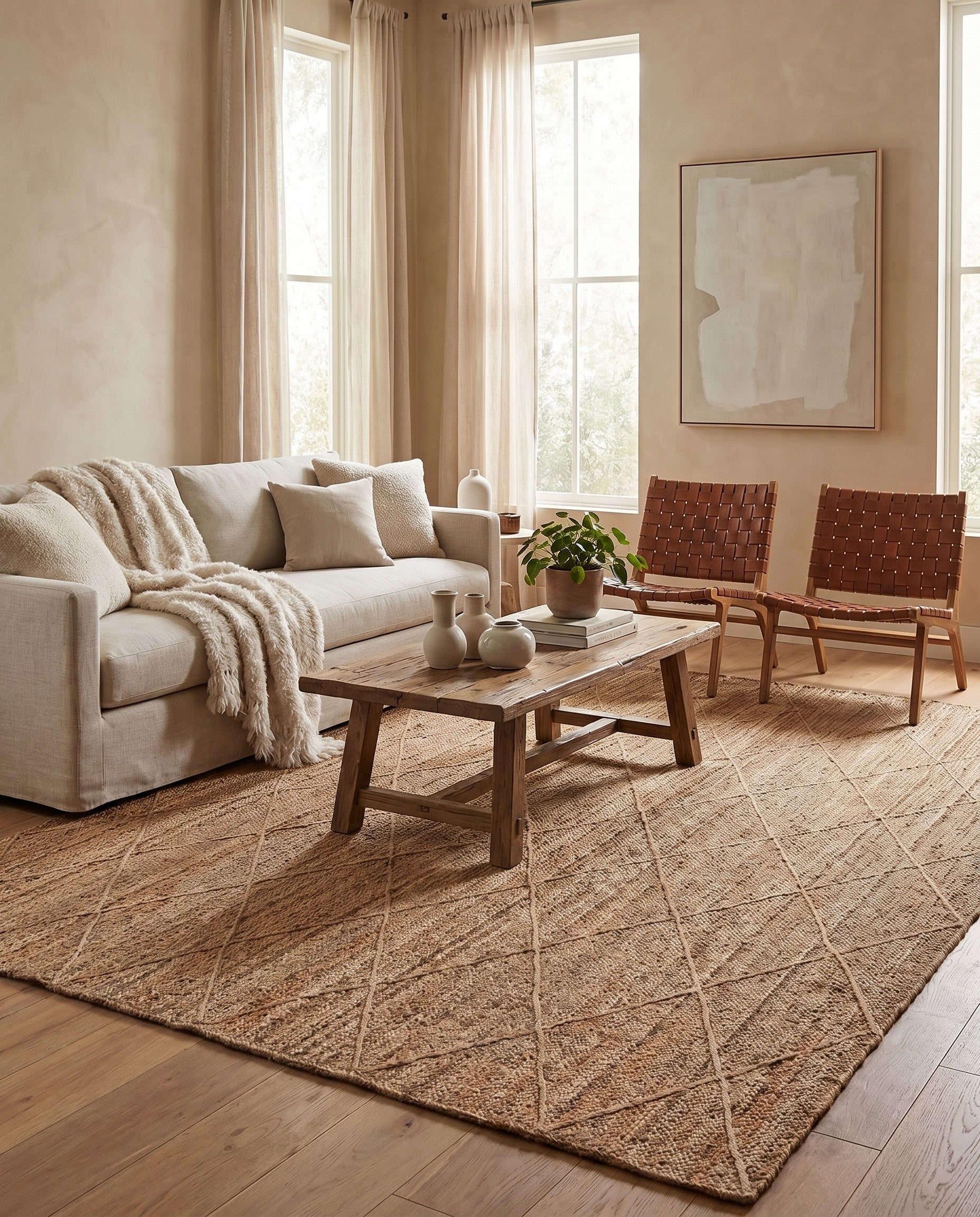 9' x 12' 2 Handmade Braided Jute Rug