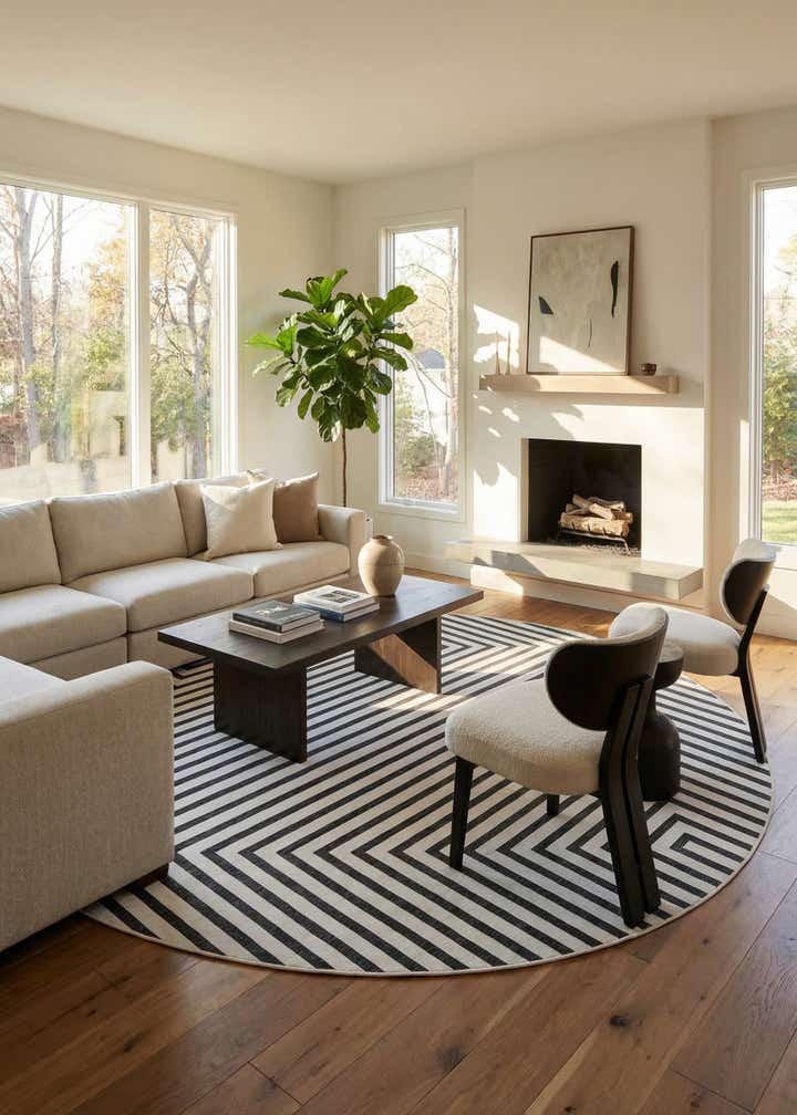 13' x 13' Easy-Clean Modern Indoor / Outdoor Round Rug