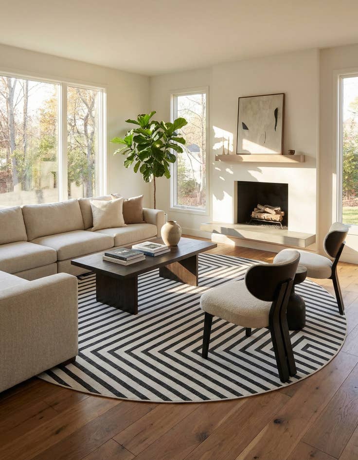 Detail image of 13' x 13' Easy-Clean Modern Indoor / Outdoor Round Rug