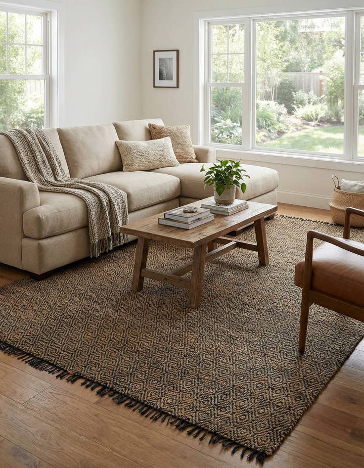 Detail image of 10' x 14' 1  Hand Woven Braided Jute Rug