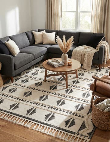 Black and White Hand Woven Arizona Wool Rug