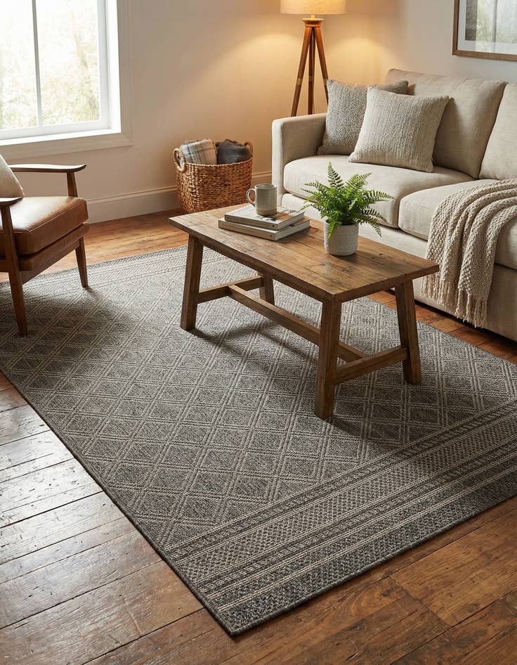 Detail image of  4' 1 x 6' 1  Washable Lattice Indoor / Outdoor Rug