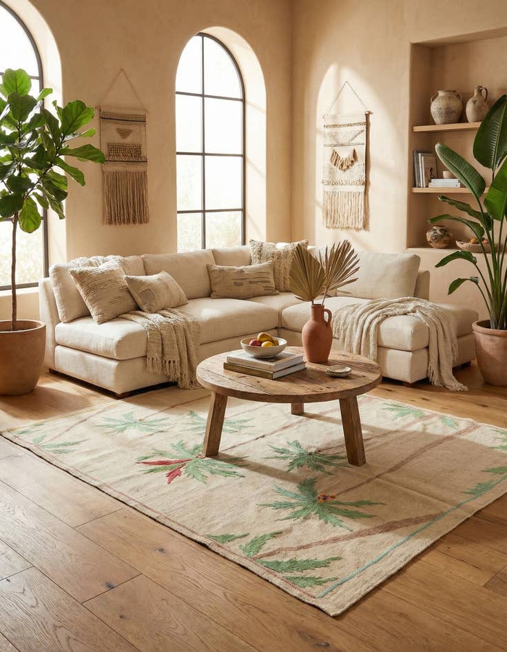 Detail image of 5' x 6' 2  Hand Woven Kilim Suzani Wool Square Rug