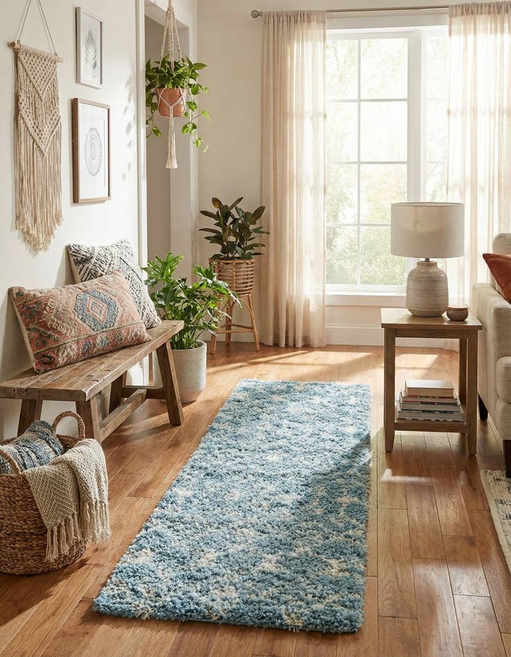 Detail image of 2' 7 x 10' Moroccan Trellis Shag Runner Rug