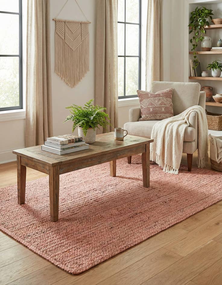 Detail image of  3' 3 x 5' 1  Hand Braided Jute Rug