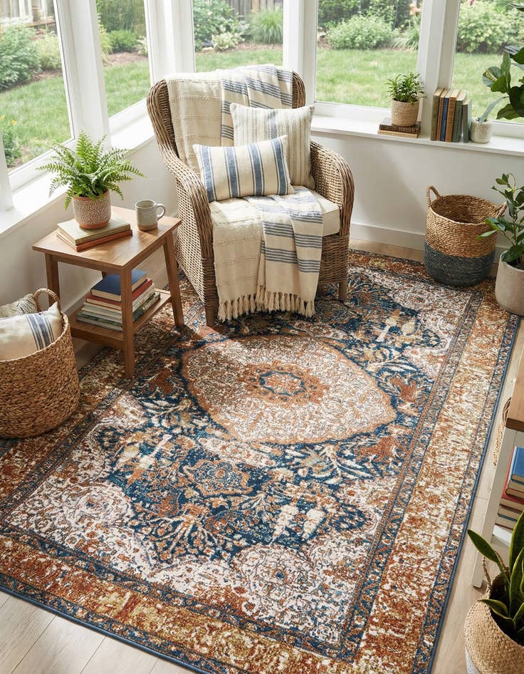 Detail image of 6' x 9'  Washable Traditional Indoor / Outdoor Rug