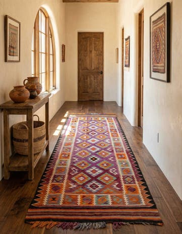 4' 4 x 11' 2 Hand Woven Kilim Fars Wool Runner Rug