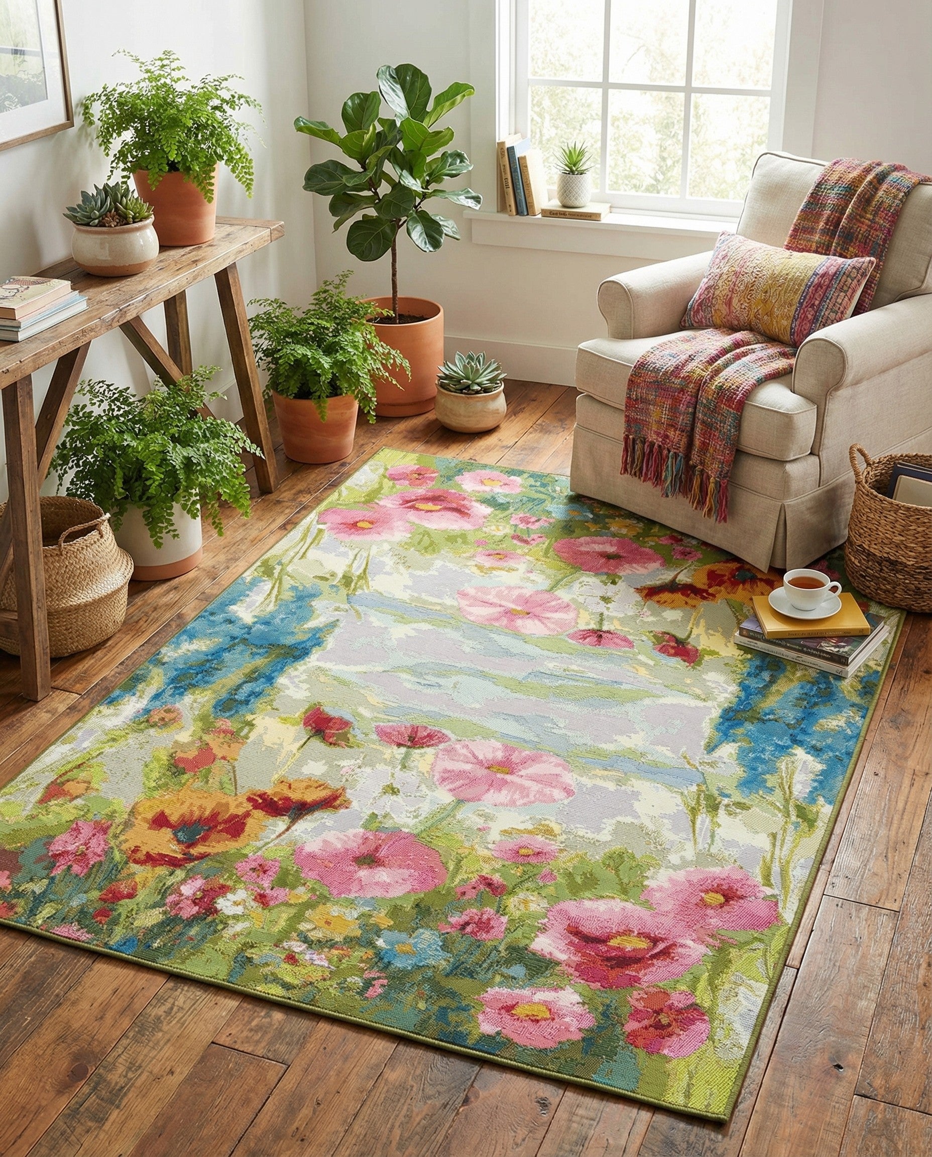 5' x 7' Easy-Clean Botanical Indoor / Outdoor Rug