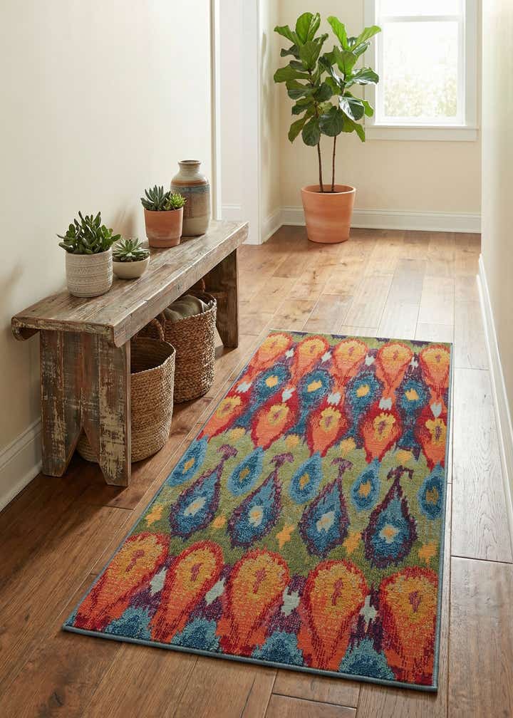 2' 7 x 5' 3 Easy-Clean Modern Indoor / Outdoor Runner Rug