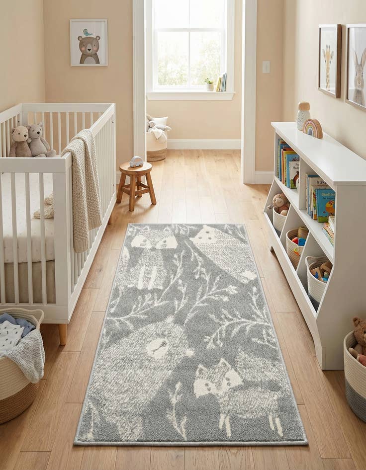 Detail image of 2' 2 x 3' 11 Animals Whimsy Kids Runner Rug