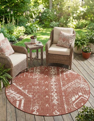 6' x 6' Easy-Clean Bohemian Indoor / Outdoor Round Rug