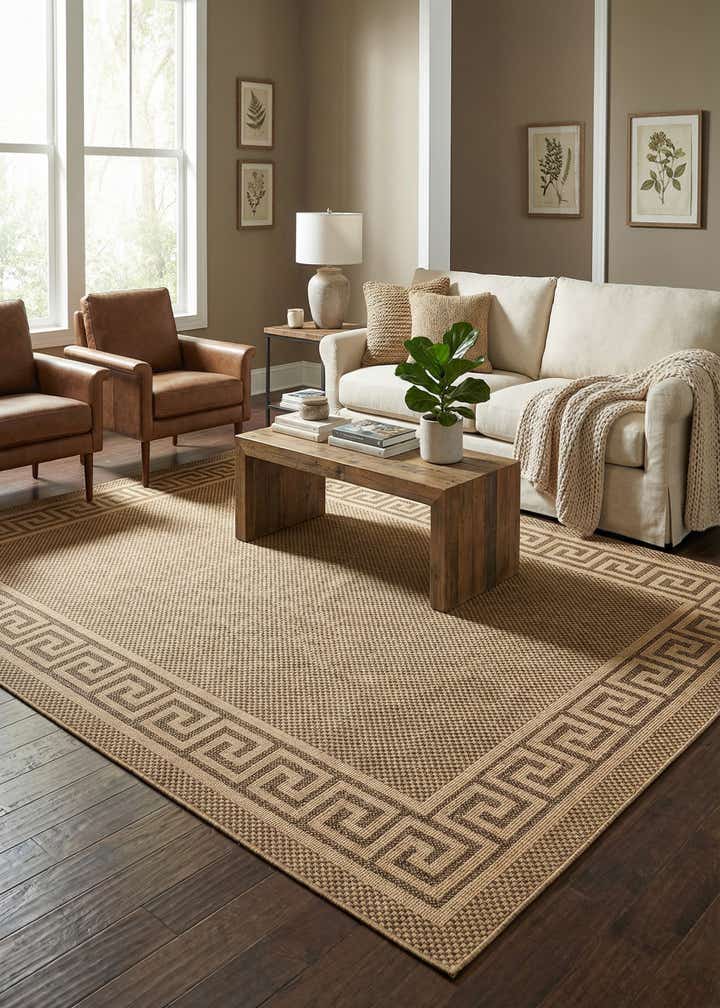 9' x 12' 2 Easy-Clean Border Indoor / Outdoor Rug
