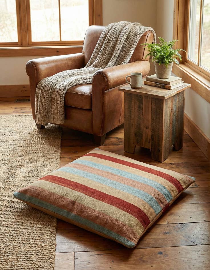 Detail image of 2' 4 x 2' 4  Hand Woven Pillow Wool Square Rug