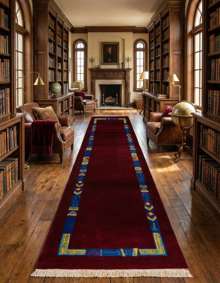 Detail image of 2' 11 x 9' 9  Hand Knotted Tibet Wool Runner Rug