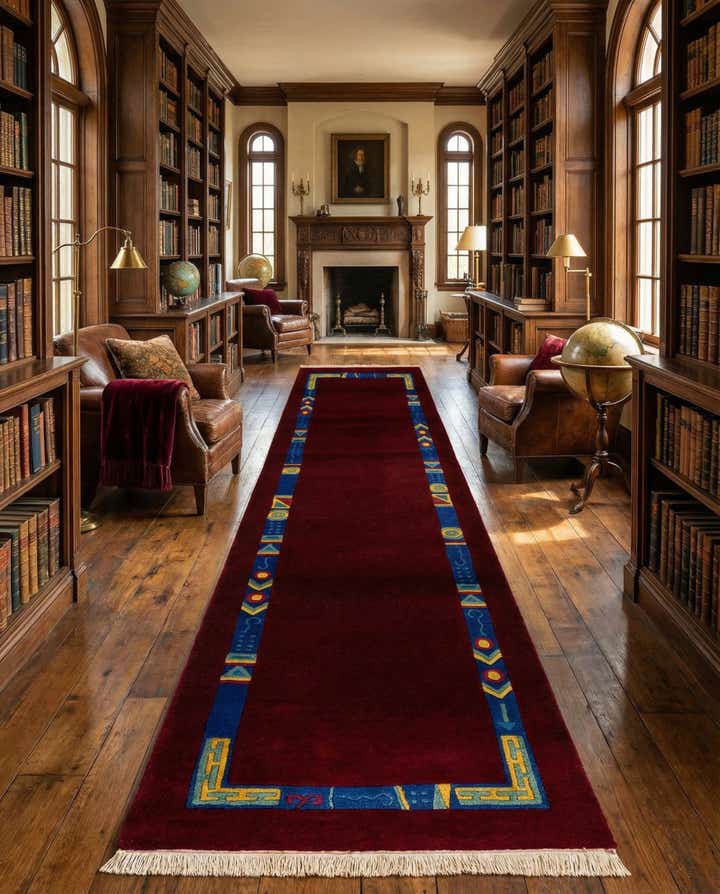 2' 11 x 9' 9 Hand Knotted Tibet Wool Runner Rug
