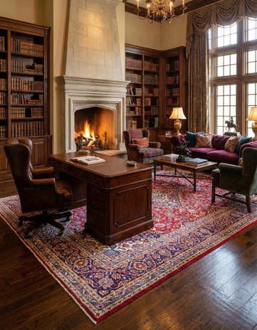 9' 6 x 13' 4 Hand Knotted Kashan Persian Wool Rug