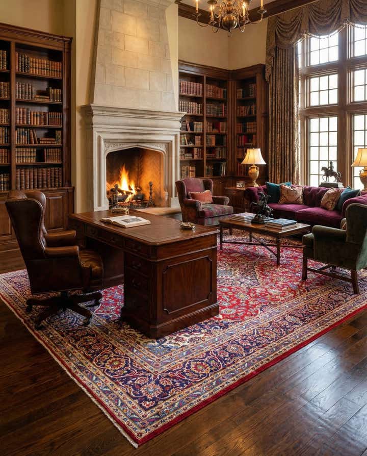 9' 6 x 13' 4 Hand Knotted Kashan Persian Wool Rug