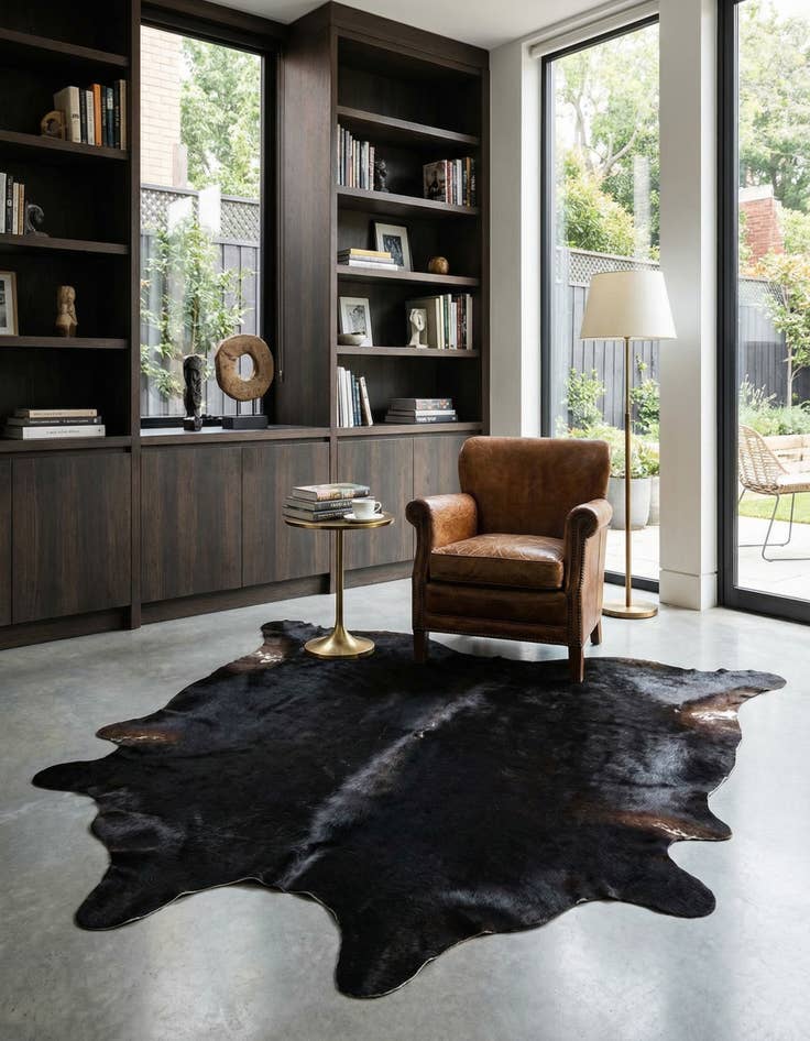 Detail image of 6' 4 x 6' 5 Cowhide Leather Square Rug