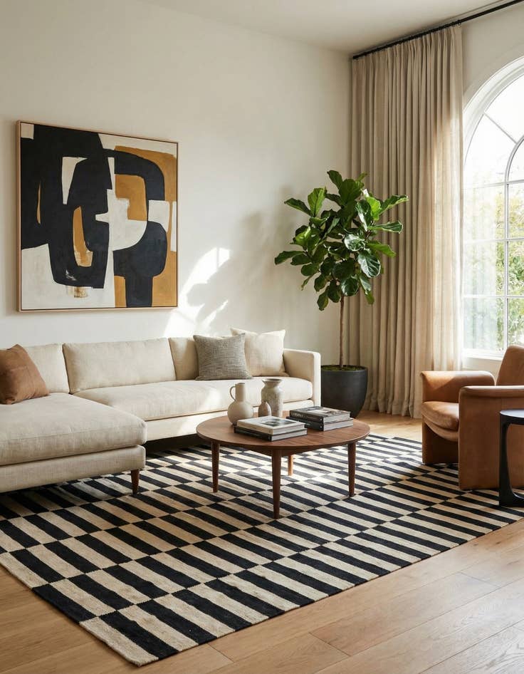 Detail image of 5' 4 x 7' 9  Hand Woven Kilim Modern Wool Rug