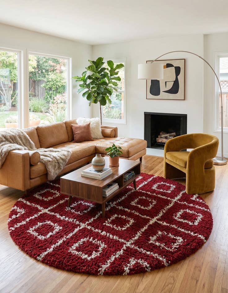 Detail image of 10' x 10' Trellis Shag Round Rug