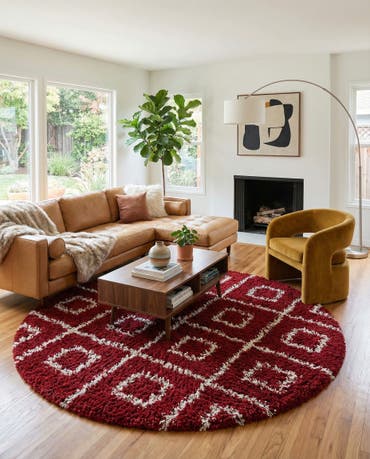  10' x 10' Lattice Shag Round Rug