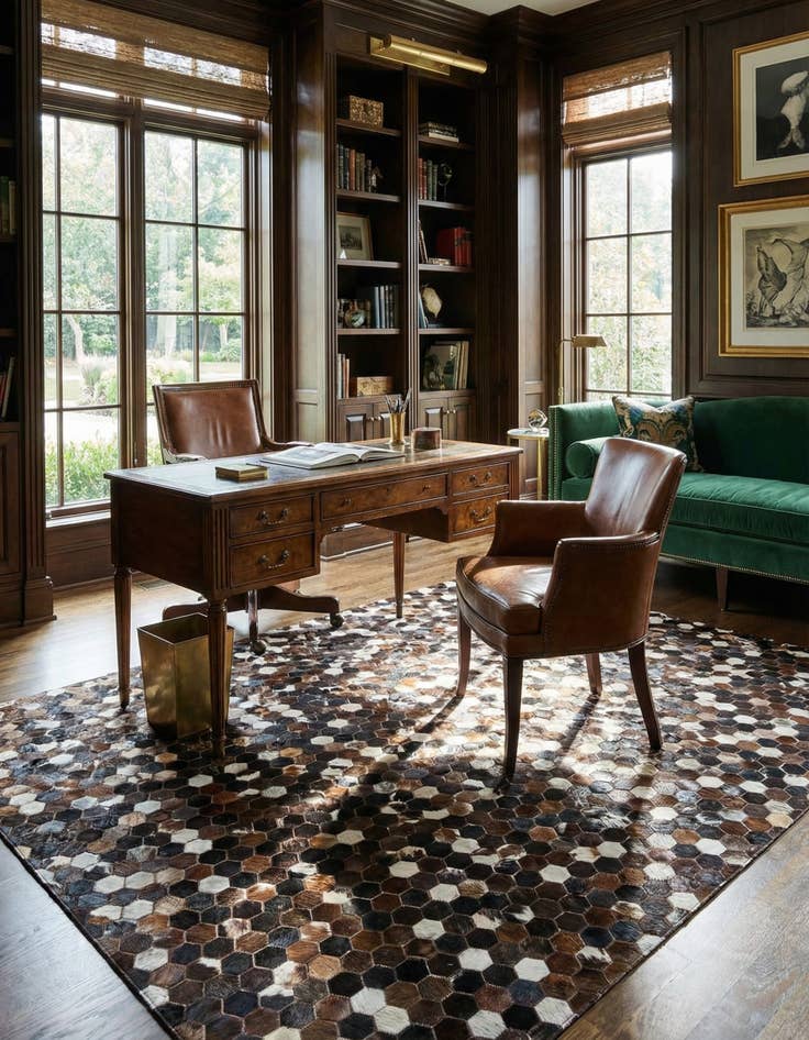 Detail image of 5' x 7' 9 Cowhide Leather Rug