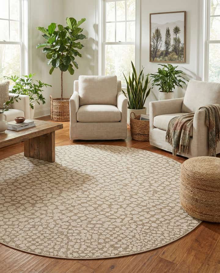 7' 10 x 7' 10 Easy-Clean Safari Indoor / Outdoor Round Rug
