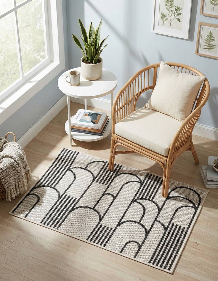 Detail image of 2' x 3' Easy-Clean Modern Indoor / Outdoor Rug
