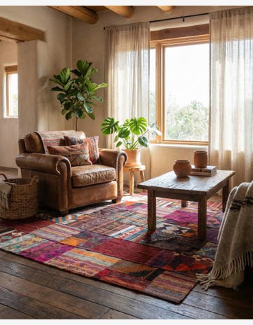 4' x 6' Hand Woven Kilim Patchwork Wool Rug