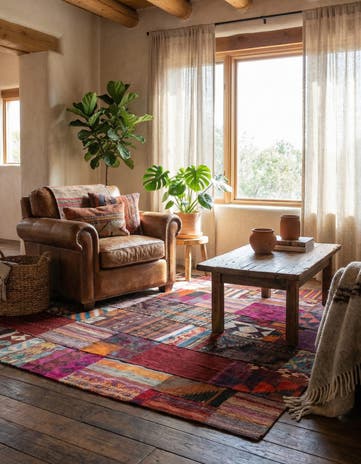 4' x 6' Hand Woven Kilim Patchwork Wool Rug