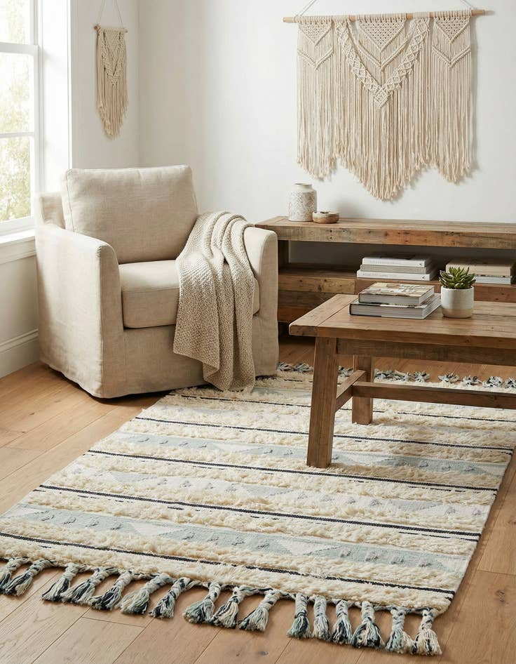 Detail image of  4' 1 x 6' 1  Hand Woven Arizona Wool Rug